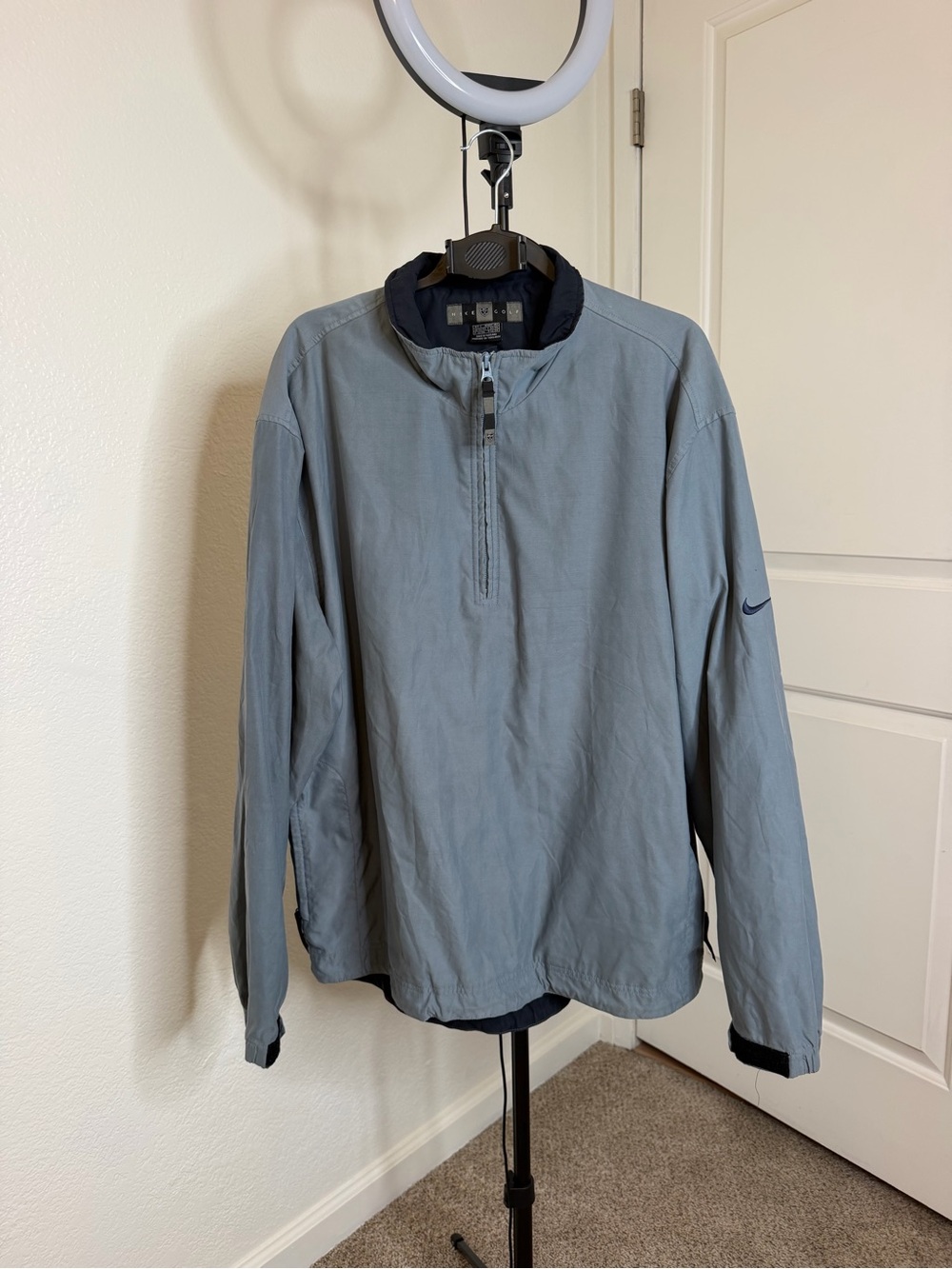 Nike Men's Light Gray Half-Zip Shirt Jacket